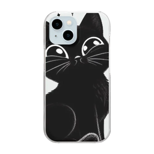 黒猫ニャン・ポイント Clear Smartphone Case
