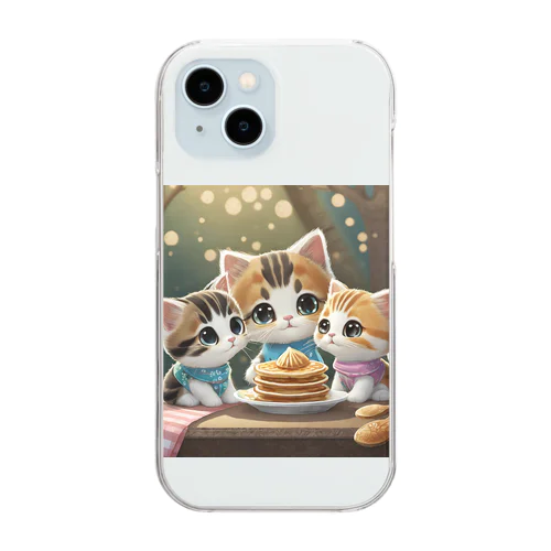 子猫家族とパンケーキ Clear Smartphone Case