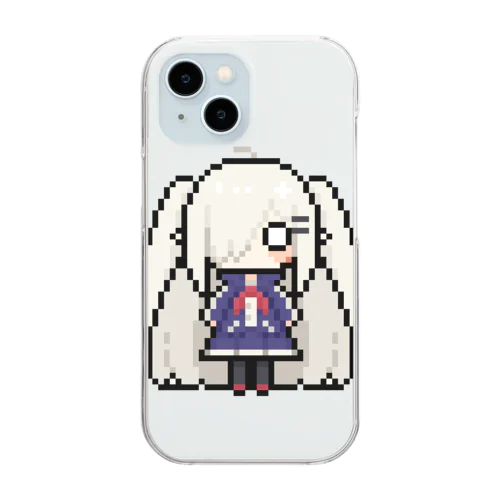 ドット絵の白髪ロング美少女 Clear Smartphone Case