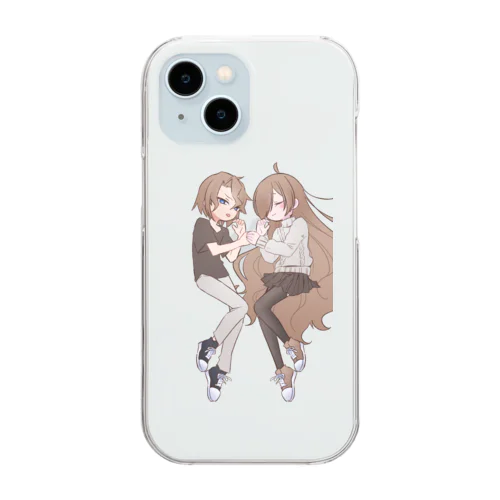 二人寄り添って寝ているカップル Clear Smartphone Case