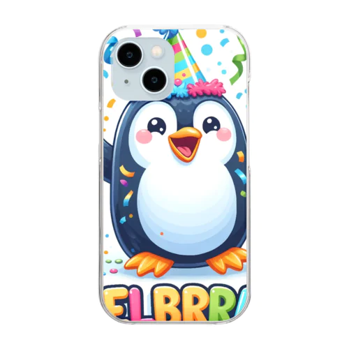 このキュートなペンギンがお祝いムード全開 Clear Smartphone Case