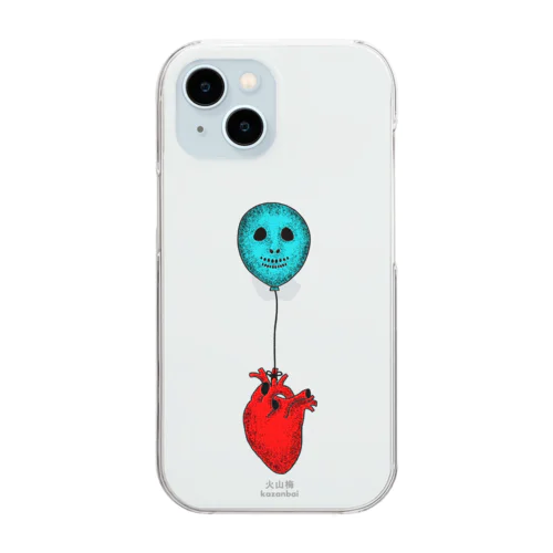 【スマホ】skull baloon & heart Clear Smartphone Case