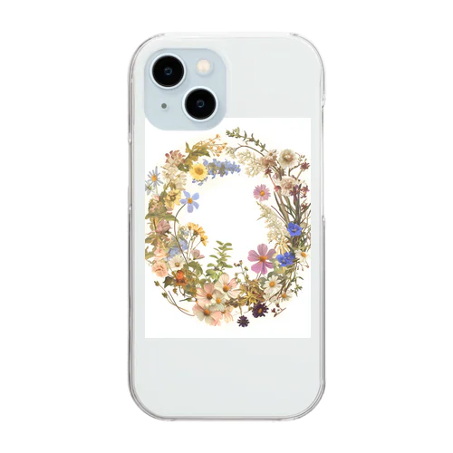 押し花のリース自然の美しさ　なでしこ1478 Clear Smartphone Case