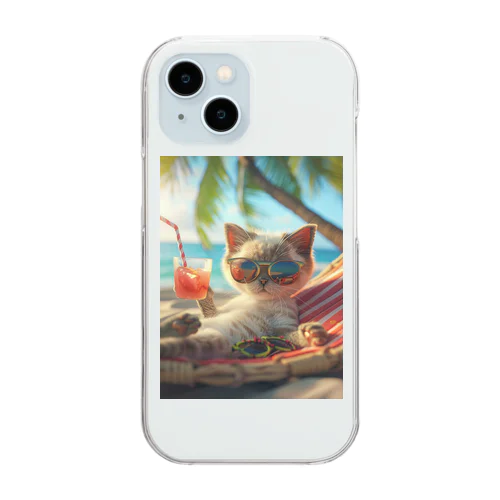 バカンスな猫 Clear Smartphone Case