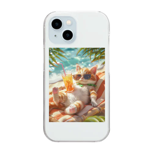 バカンスにゃ猫2 Clear Smartphone Case