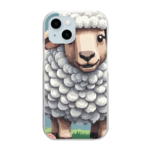 平和な草原で羊がひつじ年を楽しんでいます クリアスマホケース