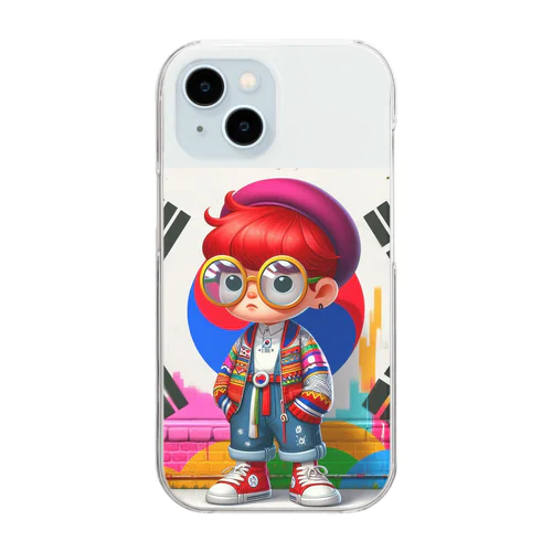 これかっこいいキャラが、あなたの心を魅了します！ Clear Smartphone Case