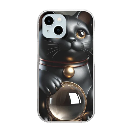 黒猫まねき Clear Smartphone Case