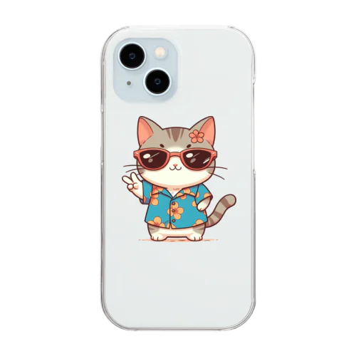 かわいい猫のアロハまる Clear Smartphone Case