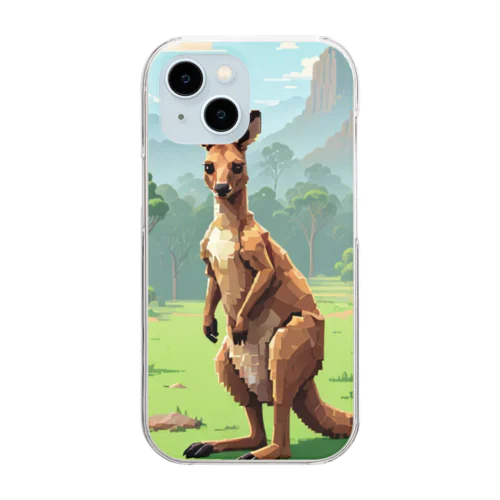 カンガルーのピクセルアート Clear Smartphone Case