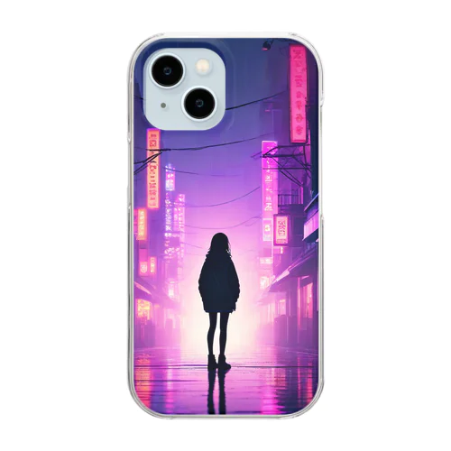 ネオンと女の子 Clear Smartphone Case