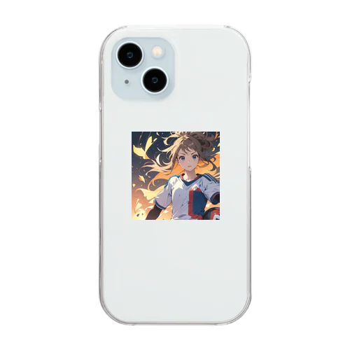 かわいい少女のサッカーイラスト Clear Smartphone Case