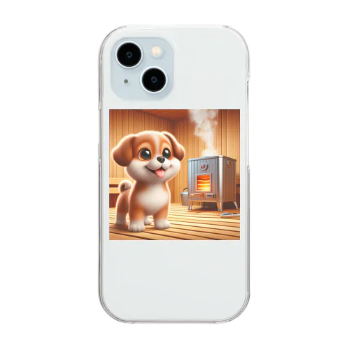 可愛い子犬がサウナでととのう Clear Smartphone Case