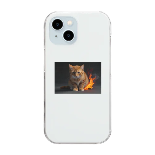 炎の守護者「炎タイプの猫」 Clear Smartphone Case