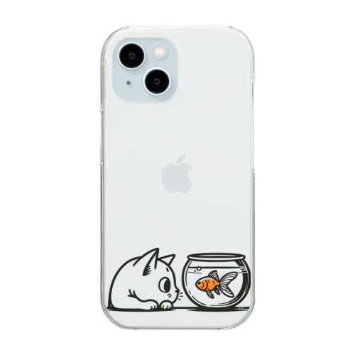 猫と金魚 Clear Smartphone Case