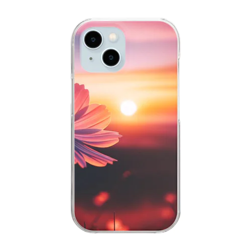 儚い夕焼けコスモス Clear Smartphone Case