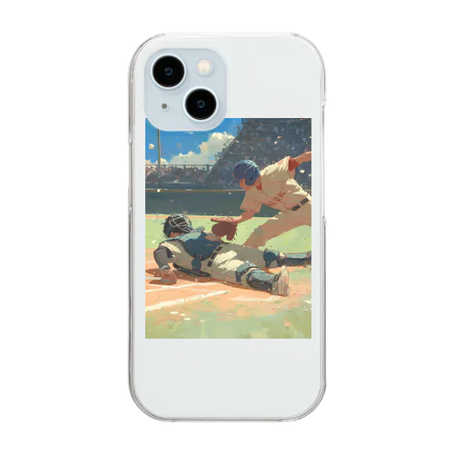 ２塁ランナー勇躍ホームイン Clear Smartphone Case