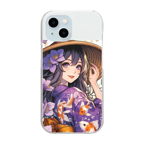 夏と浴衣と麦わらと Clear Smartphone Case