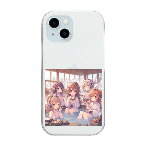 温泉を楽しむ女子 Clear Smartphone Case