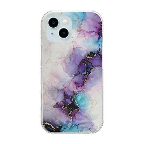 Ink-Art 大理石風　紫 Clear Smartphone Case