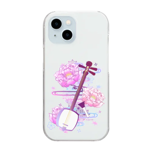 三味線 -雪月花-【牡丹】 Clear Smartphone Case