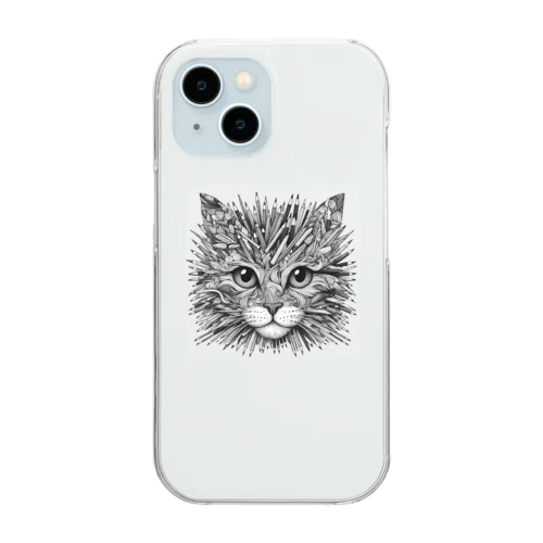 芸術ねこ鉛筆まる Clear Smartphone Case