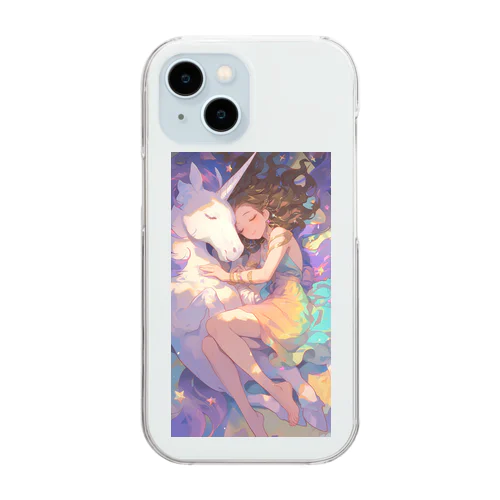 ユニコーンと少女の出逢い Clear Smartphone Case