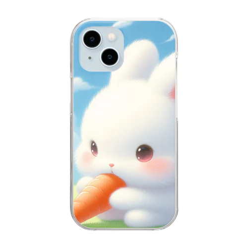 ふわふわウサギのくー Clear Smartphone Case