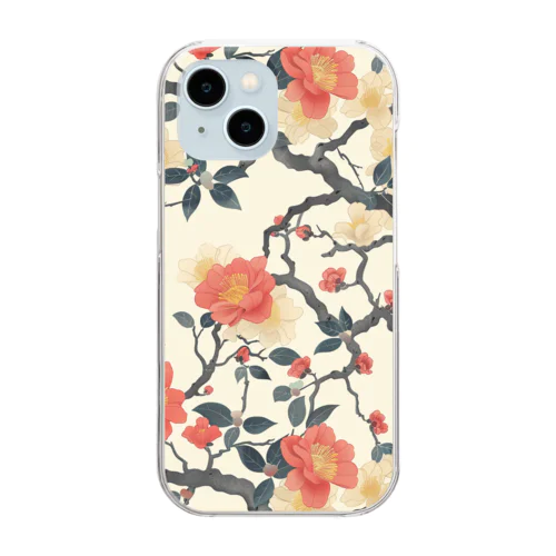 Elegant Blooming Branches Pattern クリアスマホケース