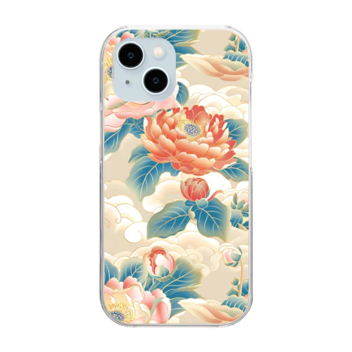 Majestic Peony Clouds Pattern Clear Smartphone Case