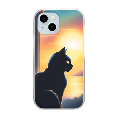 黒猫 黒ちゃん Clear Smartphone Case