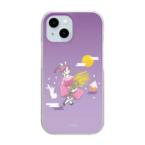 9月お月見の夜、うさぎと。 Clear Smartphone Case