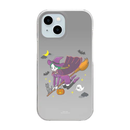 10月ハロウィンの夜、魔女が行く Clear Smartphone Case