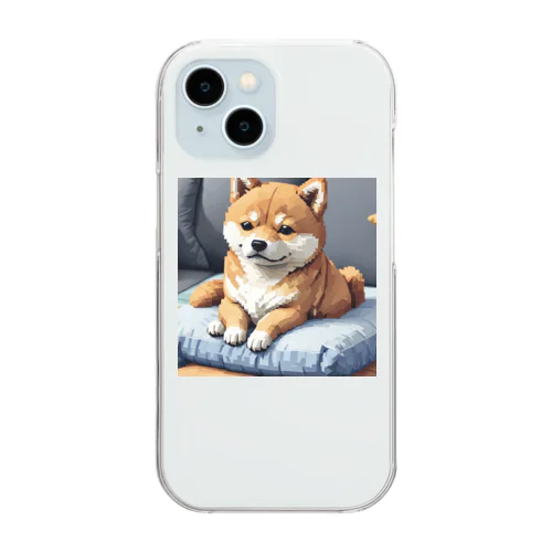 クッションの上でくつろぐ柴犬 Clear Smartphone Case
