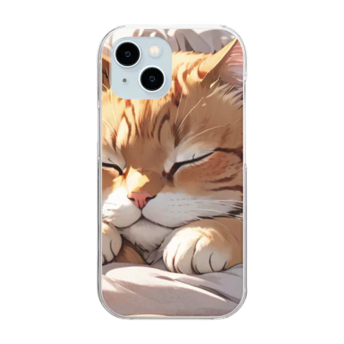 ほっこり可愛い✨布団で寝る猫🐱💤 Clear Smartphone Case