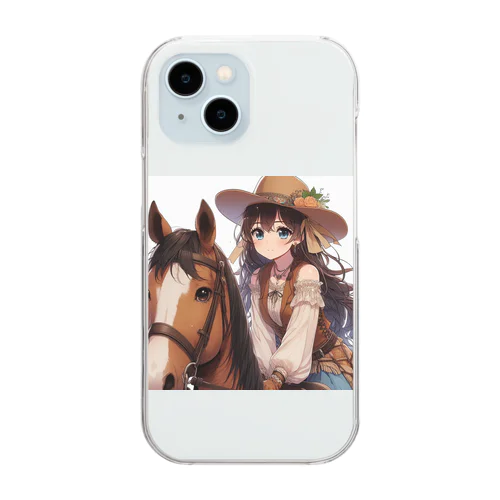 乗馬を楽しむお嬢様 Clear Smartphone Case