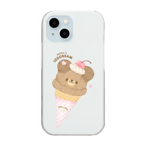 くまちゃんアイス Clear Smartphone Case