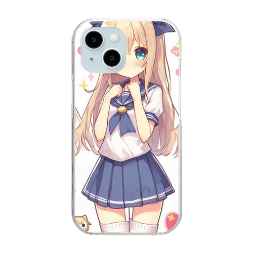 セーラー服　ロングヘア　美少女　アニメ　漫画　日本 Clear Smartphone Case