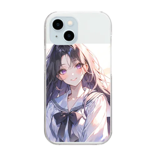 黒髪ロングちゃん Clear Smartphone Case