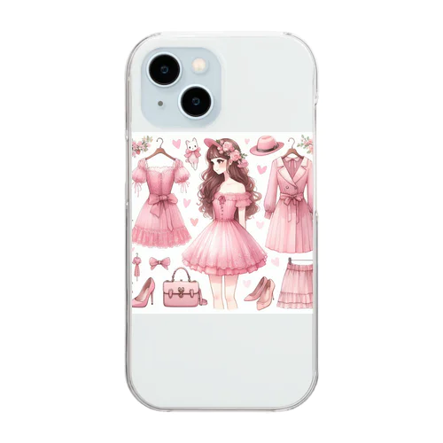 ピンク大好き Clear Smartphone Case