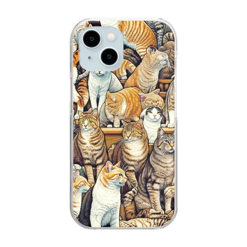 猫の大群 Clear Smartphone Case