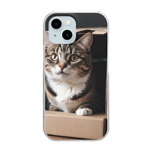 ダンボール猫 Clear Smartphone Case