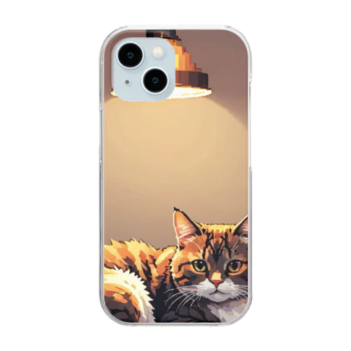 ライトに照らされた猫 Clear Smartphone Case