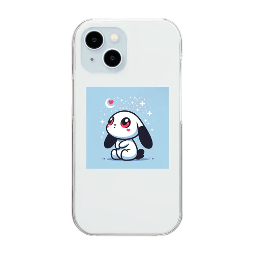 ハートうさぎさん星を見上げる Clear Smartphone Case