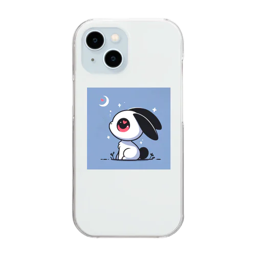 ハートうさぎさんと夜空 Clear Smartphone Case