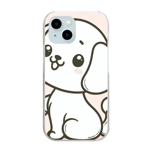 かわいいワンちゃん線画風 Clear Smartphone Case