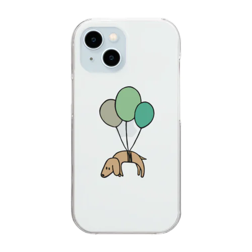 風船イヌ（Green） Clear Smartphone Case