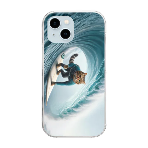 STRAY CAT in the surf Clear Smartphone Case