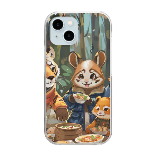 森の中で動物達がピクニック　なでしこ1478 Clear Smartphone Case