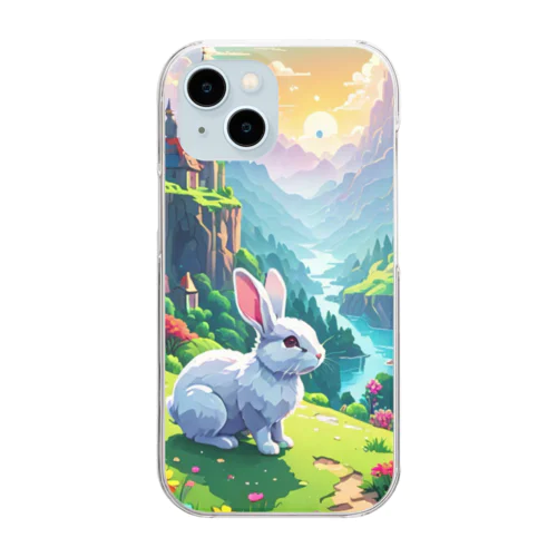 魔法の国の白ウサギ Clear Smartphone Case